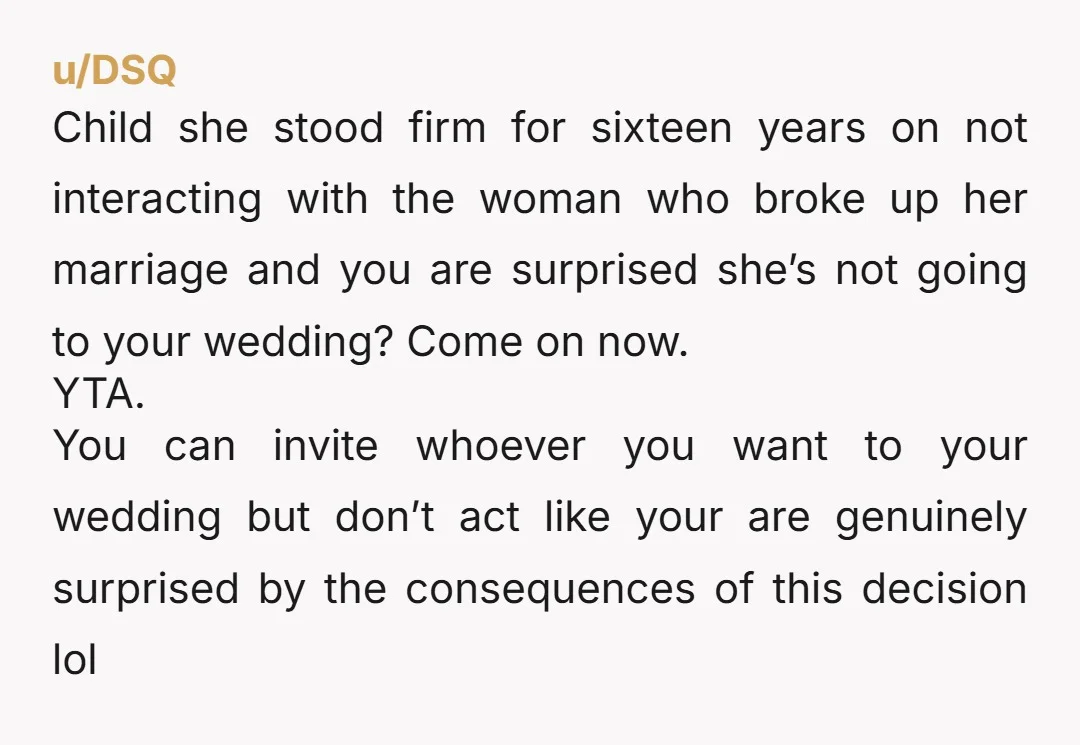 u/Minousch You knew it would be a difficult topic for your mum, but you decided to create facts by inviting Maude before talking to your mum. You confronted your mum...