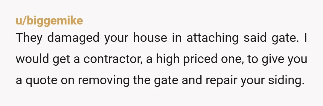 u/Pristine_Mud_1204 Nothing in the Long Beach code allows a gate fence to be attached to a neighbor’s property. It can go to the property line only but not your house....