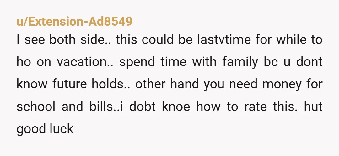 u/Beginning-Potato-617
NTA your parents should be proud you are being so responsible.
Your parents have to understand your financials.