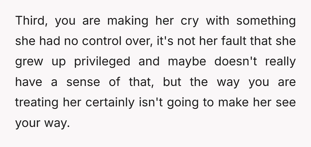 u/milkdimension Gentle YTA. Why are you so fixated on making your mother feel bad? You may get to feel a brief moment of moral superiority but she's not going to...