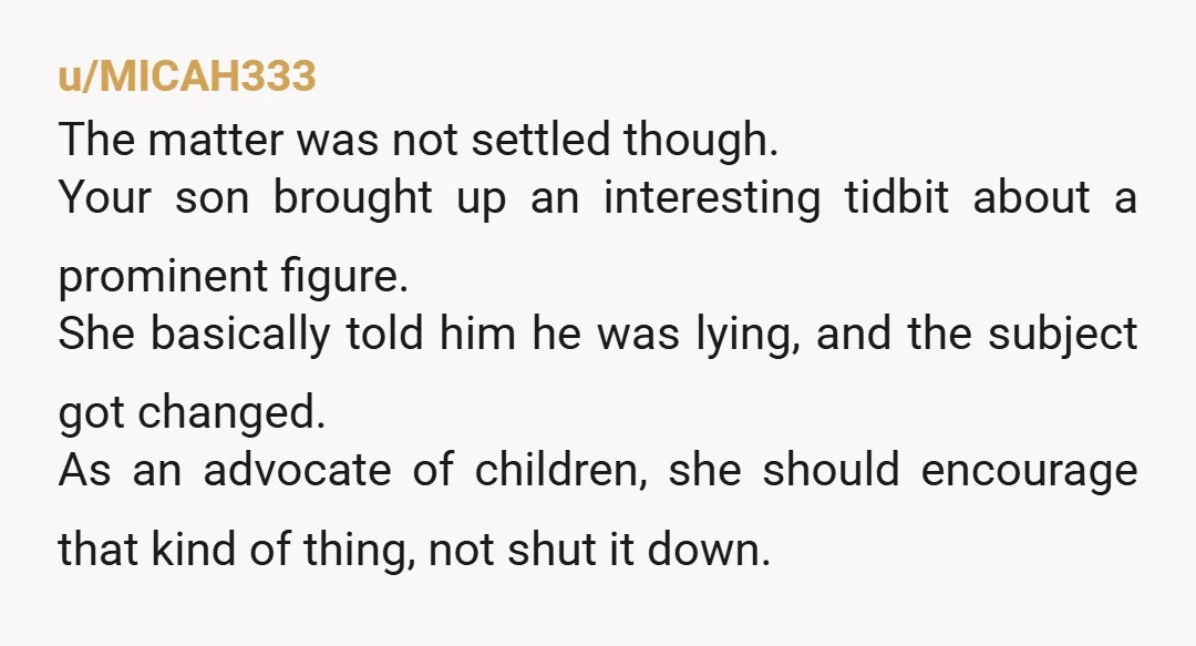 u/My_Sparkling_Summer NTA but I do say this with some level of bias. I'd have liked for my parents to have gone to bat for me like that. Good on you...