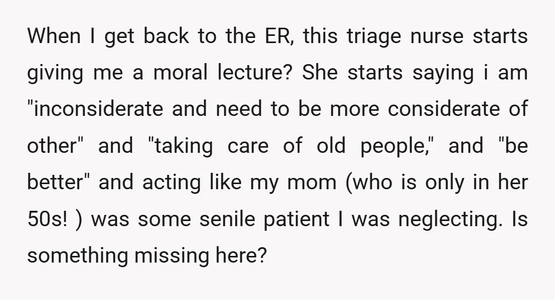 u/slowasaspeedingsloth
NTA
Your mom: um, who the hell you calling 'elderly'??