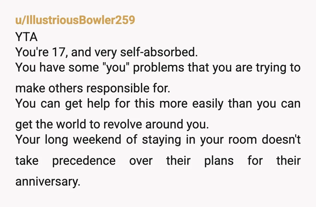 u/Zenyth_Nargacuga
YTA.
A few nights isn’t the end of the world.
I used to be like this but your parents deserve time too.