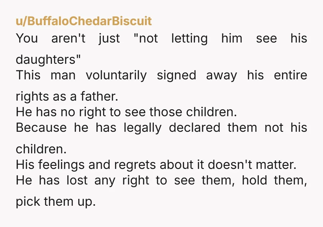 u/C_Majuscula NTA. If he has no legal parental rights (different from custody rights), he should stay away from them and there's no way the daycare should have allowed him anywhere...
