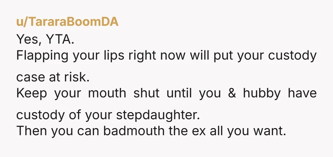 u/stupit_crap I don't think you are TA, but there might be a "cleaner" way for you to get her. You could mention that her BF is a registered sex offender,...