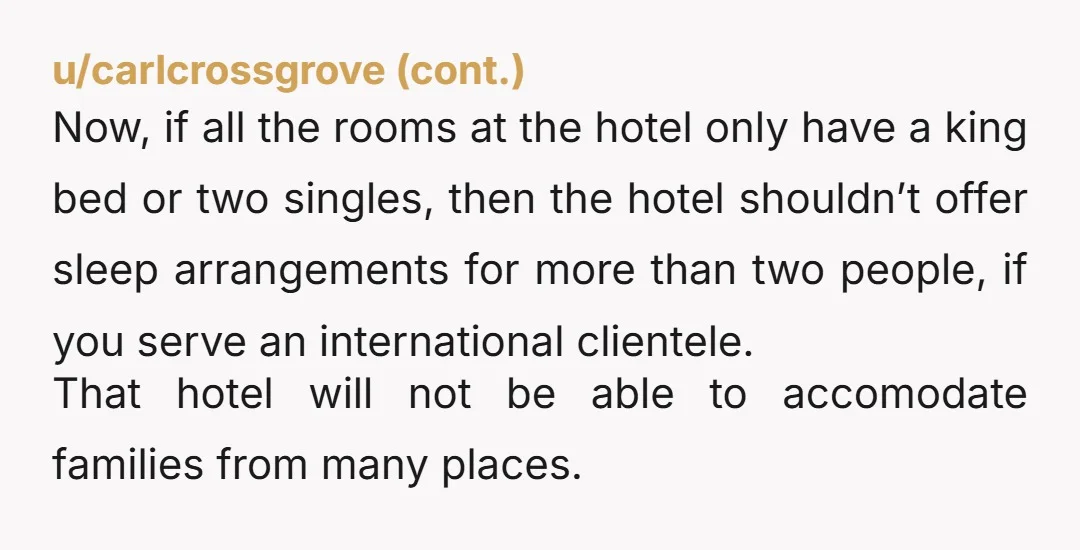 u/IAMEPSIL0N Definitely need to just list the bed configurations not the occupancy as a large portion of the world is going to assume 2 queen beds or a queen and...