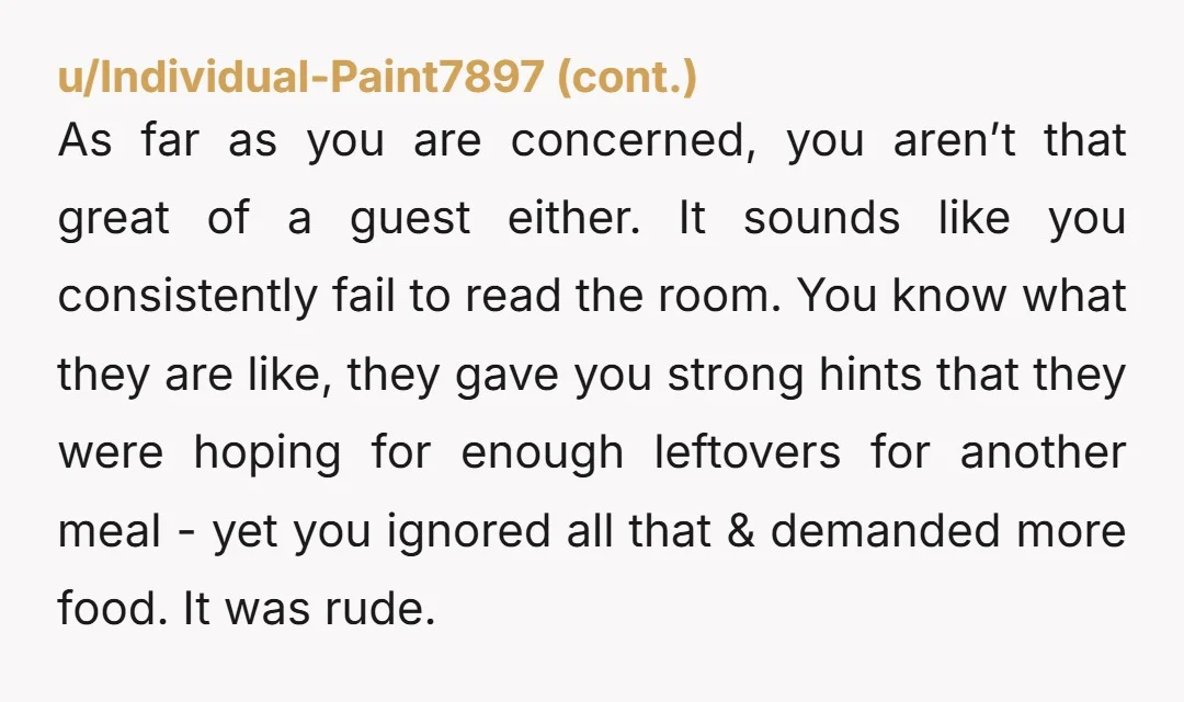 u/Strong_Bridge9845 Eat before going or when you get home continue eating, family gatherings are not for stuffing yourself until you burst, they are for being together and enjoying. If you...