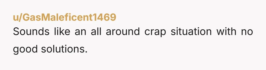 u/GasMaleficent1469
Sounds like an all around crap situation with no good solutions.