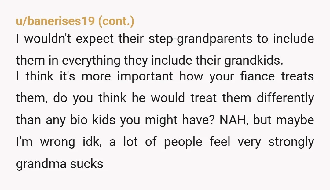 u/00HiddenIdentity00 NTA- she’s intentionally excluding your girls and doesn’t care that it hurts them. Screw her. Good on your for standing up to her. If your fiancé can’t see that...