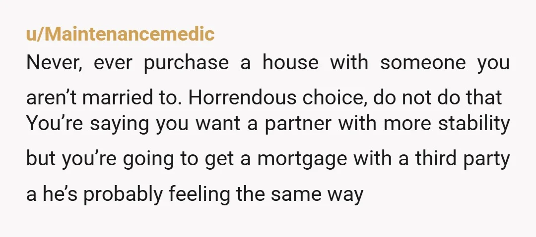 u/Hobbes93 Other than the obvious issues associated with buying a house with someone you’re not married to.. What does this mean in terms of percentage ownership? Would he split your...
