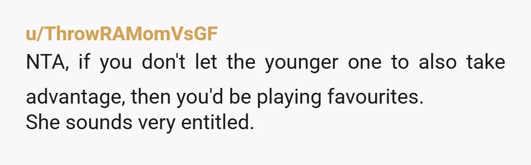 u/emlabkerba your daughter is acting entitled because you've entitled her to too much. It's your younger daughters turn to get the help. And geez oh petes, she's comfortable there?? Rent...