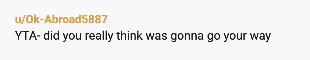 u/Ok-Abroad5887
YTA- did you really think was gonna go your way