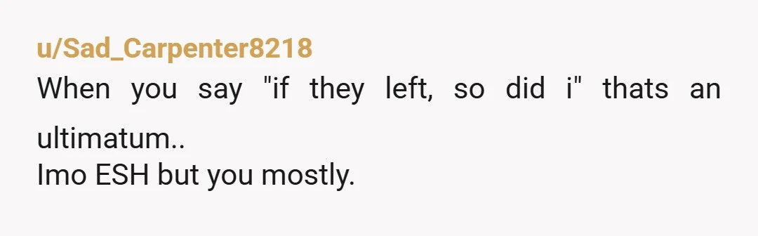 u/AccomplishedChart873
YTA.
They’re your responsibility that you dumped on her indefinitely and then manipulated her into keeping them.
Honestly, you sound like you’re not worth it.