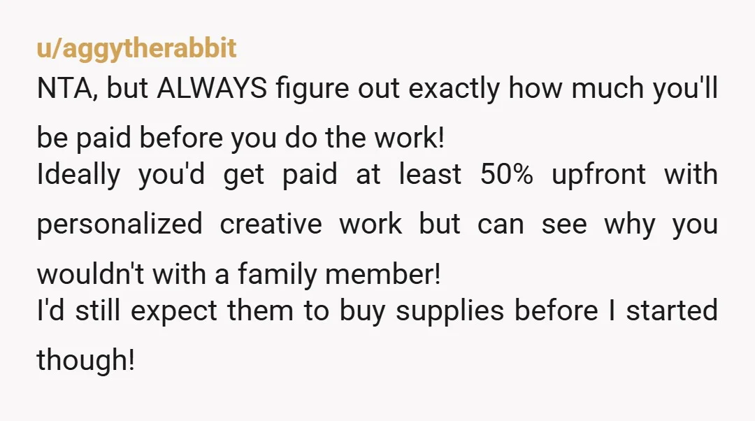 u/bamf1701 NTA. You made it clear what your terms were and she changed it at the last minute (her trying to weasel out of it with "work out the details"...