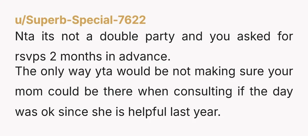u/Zafjaf NTA, you aren't combining parties this year so your SIL did not need to be consulted before anyone else