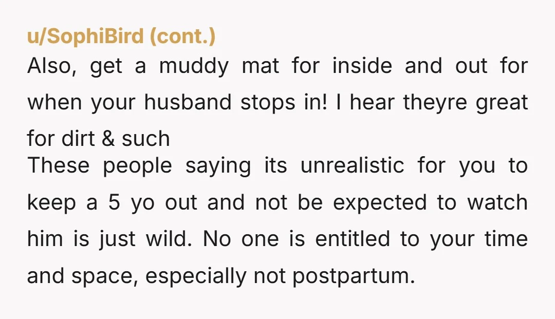 u/sniktter ESH. Skip the trip so you can stay home and rest after having the baby. And hubby should stay home with you to help. They're his kids, too. Why's...