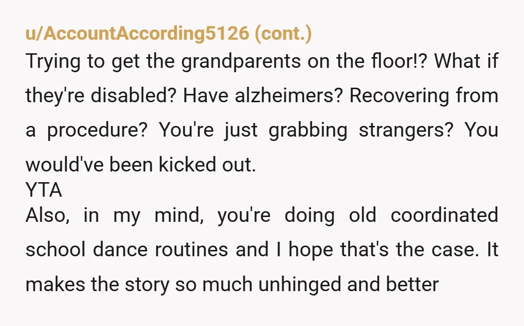 u/clairejv Ah, another classic AITA where the person completely misrepresents what they did in the title. YTA. You were a wedding guest, not an employee hired to hype up the...