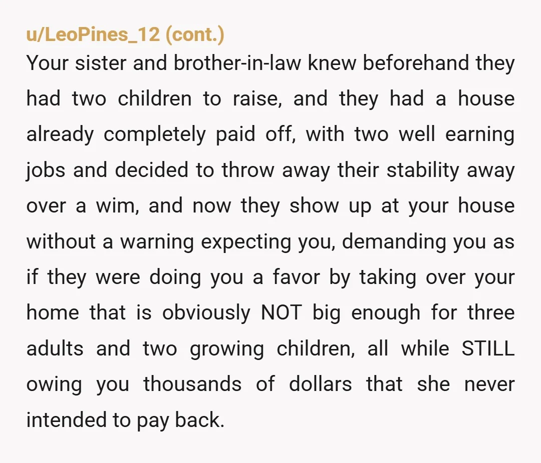 u/Katstories21
Family helps family. Is code for "not in my back yard". Otherwise they'd offer.