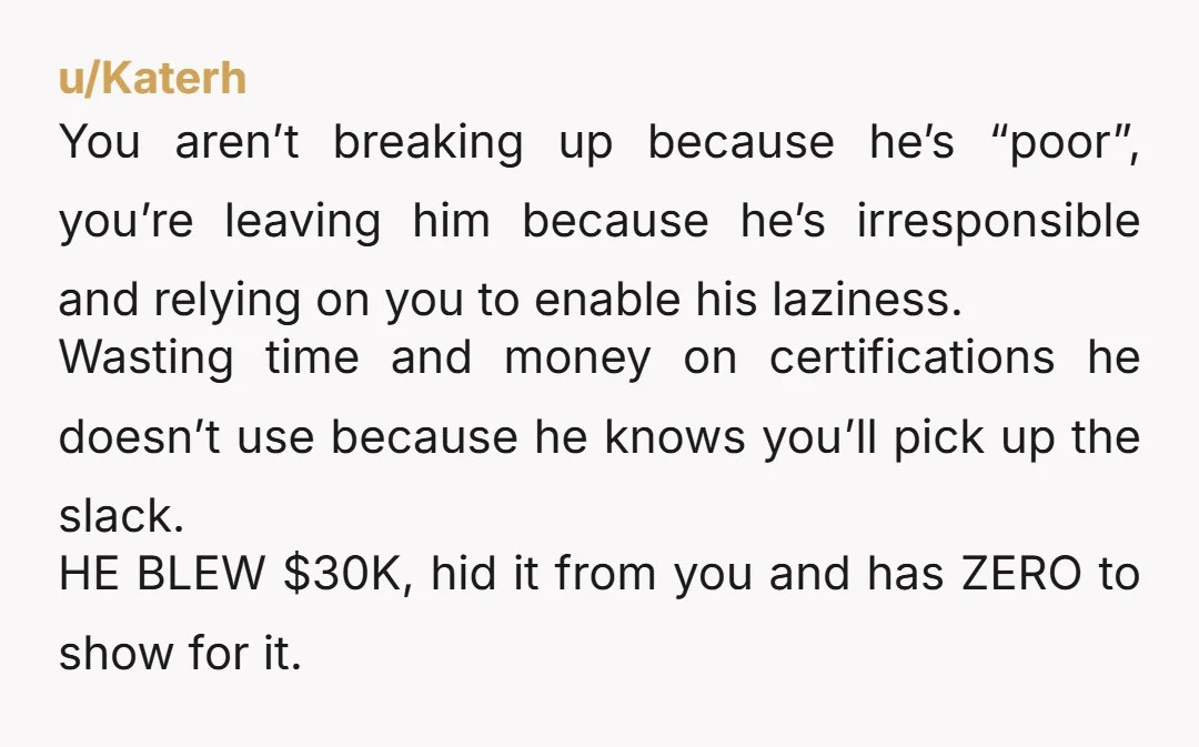 Dude clearly hasn't really progressed at all and has the habit of gambling away large amounts of money, so you can't really rely on him to be a financial contributor....