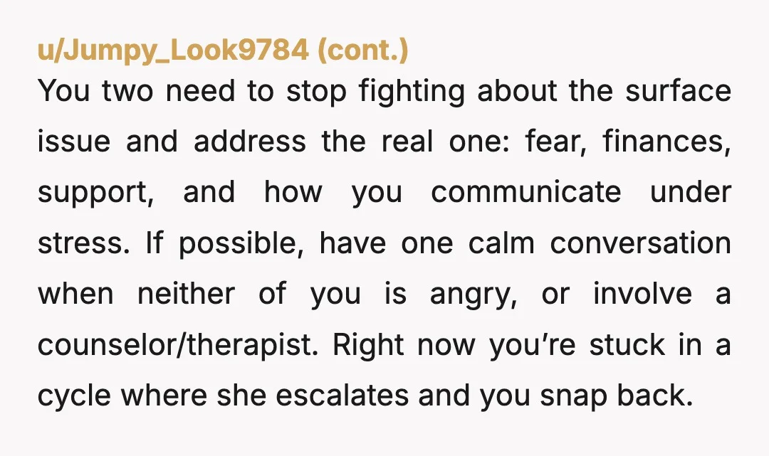 u/SympathyAdvanced6461 Bro don't do this, you're setting up for 20 years of misery at the end of which you will be the bad guy in your kids eyes for not...