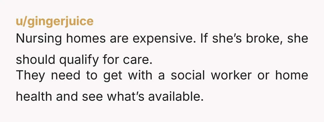 u/Life_Classic_9218
I choose guilt over resentment every time.
If you going into significant debt for care that only has 1 inevitable ending, you will resent your husband.