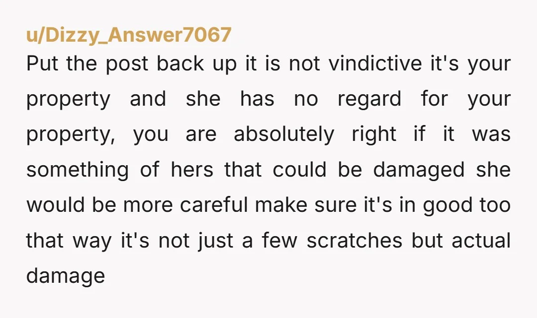 u/Chaddie_D
There are a ton of posts on here that will tell you how to build a post that will stop her truck dead in its tracks.
NTA.