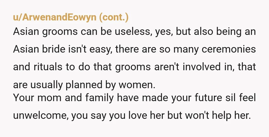 u/bychanceordesign NTA. Of course you are closer to your sister and of course you can't do everything at the same time. However... Your sisters wedding is coming up in a...