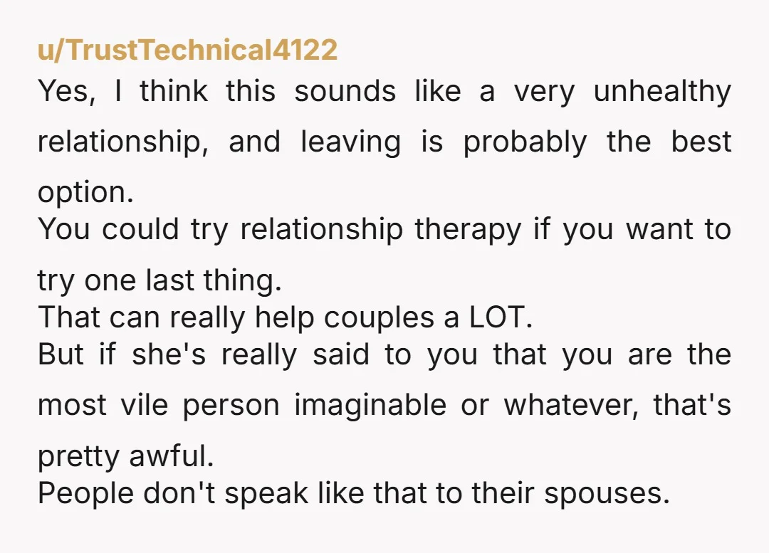 u/WhiteLion333 Is this how she has always been? This is unhealthy and you should separate but firstly- if this behaviour came from nowhere maybe she is unbalanced with hormones or...