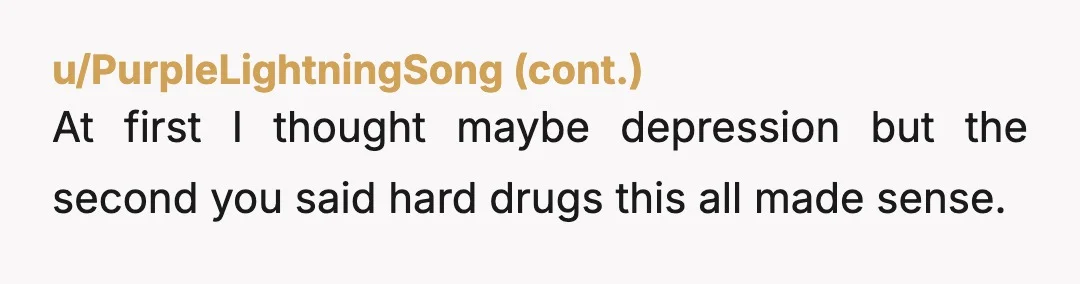 u/universalrefuse NTA. From what I understand, she recently moved away and was the only person doing drugs at your Bach party which seems highly inappropriate. It sounds like since the...