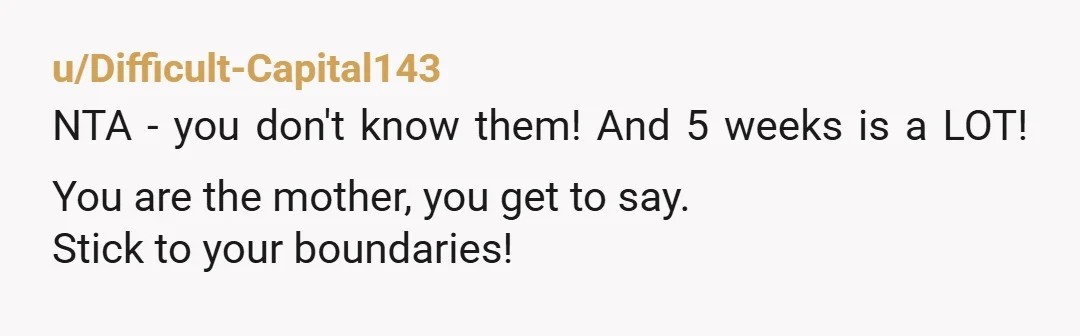 u/hotmesssorry NTA. No way in hell would I do that, and I’d be locking down that babies passport quick smart.