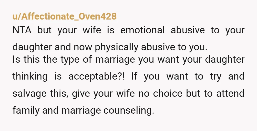 u/Melodic-Common-400 NTA. OP, standup for your daughter. It matters. My father was the one who used anything about me as fodder for jokes, examples for a bible class of my...
