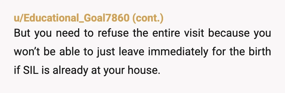 u/Glass-Satisfaction19 NTA you can't stop your MIL for putting her daughter on a plane but if y'all are out of town or have to be ready to get out of...