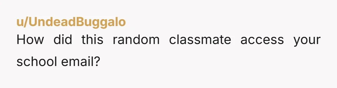u/UndeadBuggalo How did this random classmate access your school email?