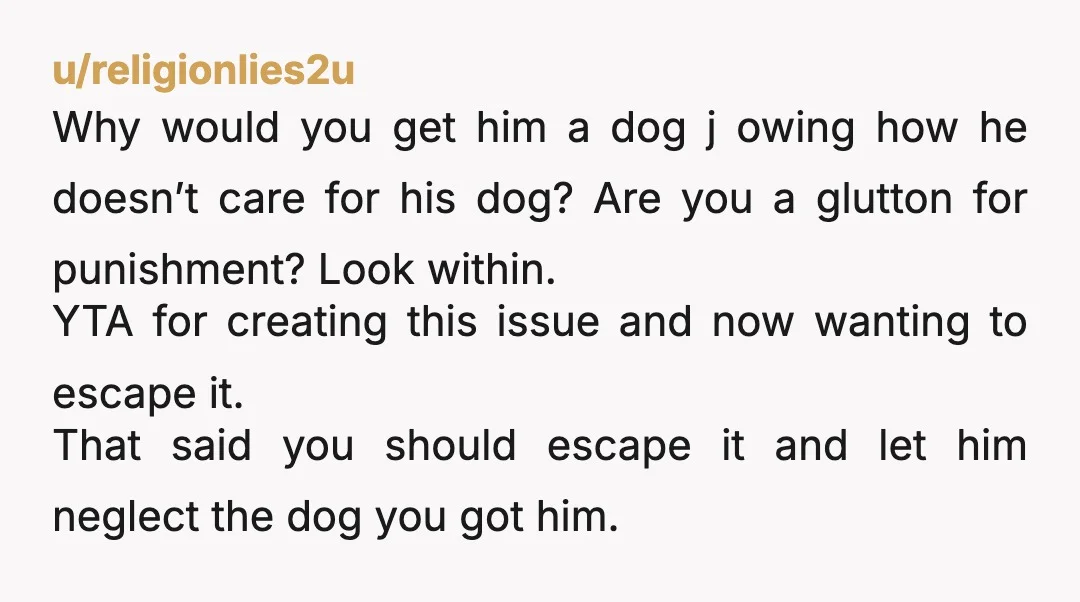 u/Late-Concern-4319
Leave him so he can be happy with his dog.