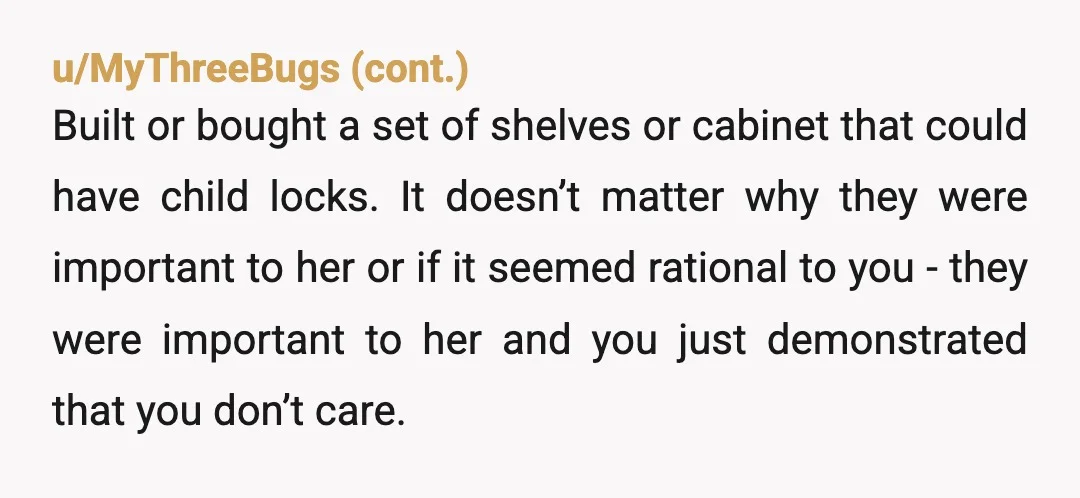 u/Radiant-Walrus-4961 YTA. There was a middle ground compromise that you "couldn't come to an understanding" of so you did what you wanted to do, who cares what she thinks. I...