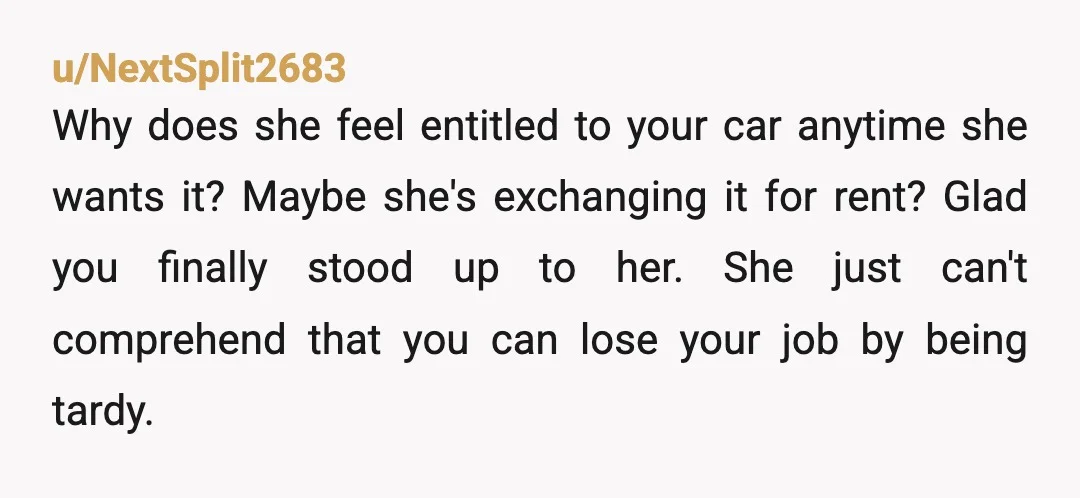 u/cscatbird
Why are you leaving the keys for her? I don’t understand.
