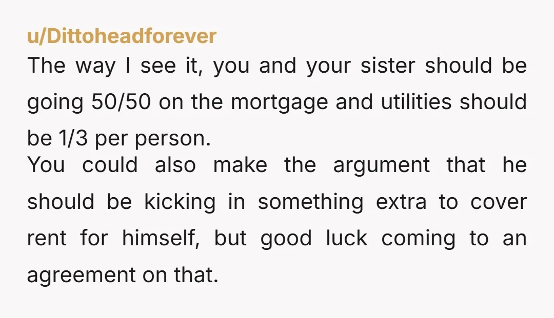 u/ConflictGullible392 Feels like it’s fair for them to pay a bit less than 2/3 because a) they presumably share one bedroom while you occupy your own bedroom and more importantly...