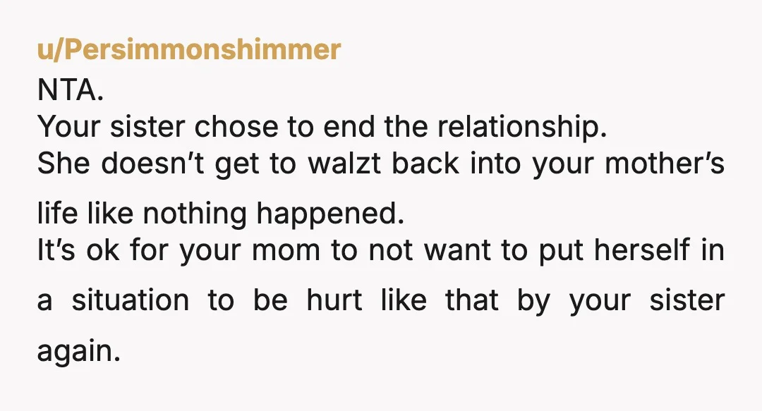 u/AirportPrestigious NTA. Look, I’ve know people to cut off/go no contact with family for very understandable reasons. (Neglect, mental/physical abuse growing up.) And I’ve known people who’ve cut off their...