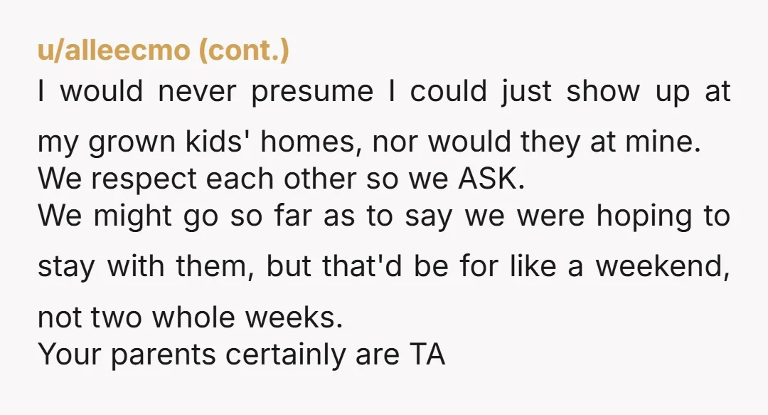 u/Ok_Childhood_9774 Since you (or AI) used the phrase 'my house' at least 21 times (I may have lost count), there's no doubt it's your house, so of course your parents...