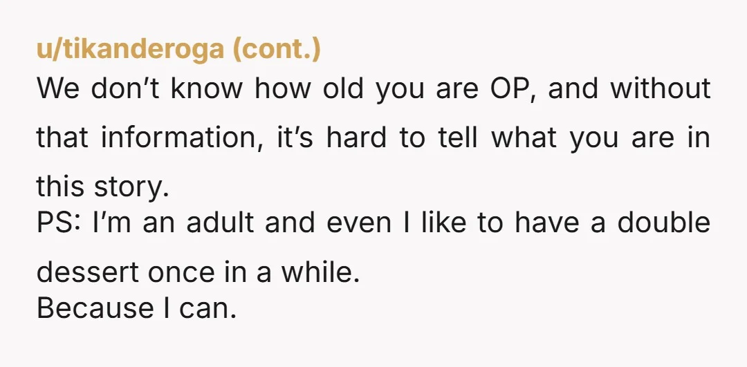 u/NapalmAxolotl If you were alone and made this choice, definitely N T A. Since it was a family dinner, we need more INFO. Did you suggest that the family go...