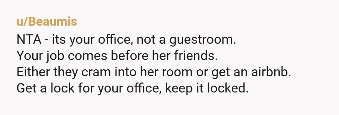 u/ochtendsmoren NTA Your friend is acting pretty entitled if you ask me. It's your space and you're right to set a boundary since you're paying more rent for this exact...