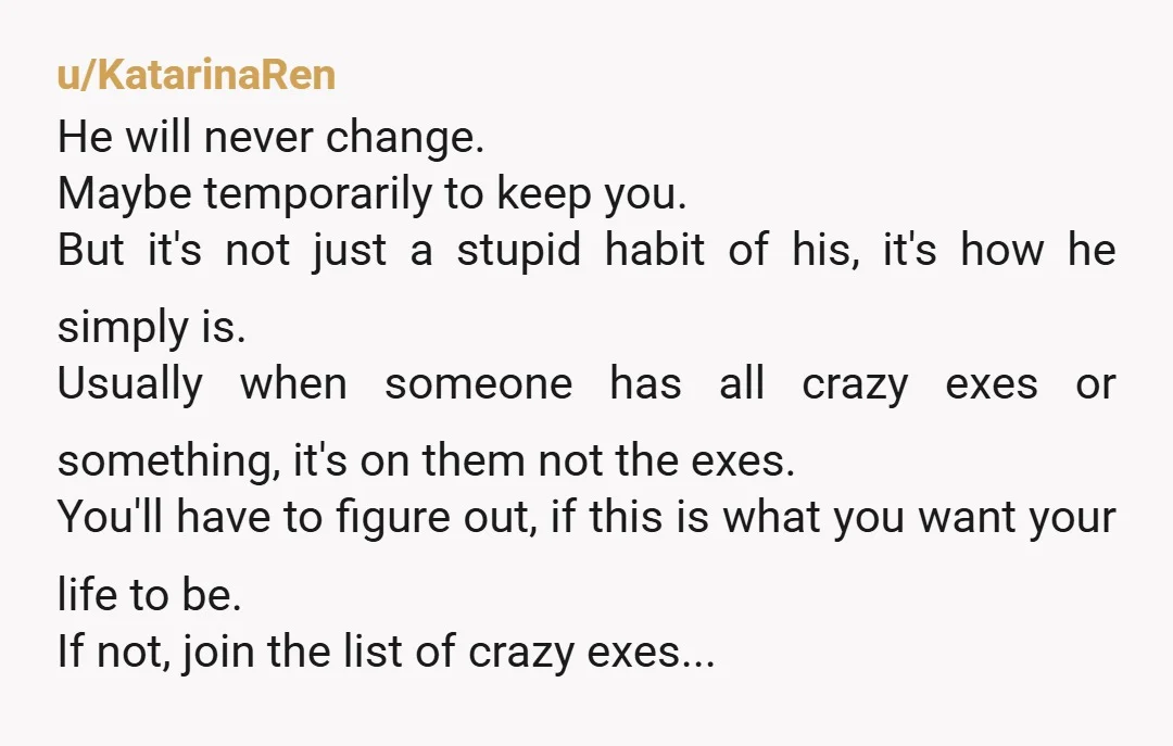 u/vix37 You are not wrong at jl for wanting to break up with him! I wouldn't stay with a man who chose to lecture me rather than have conversations where...