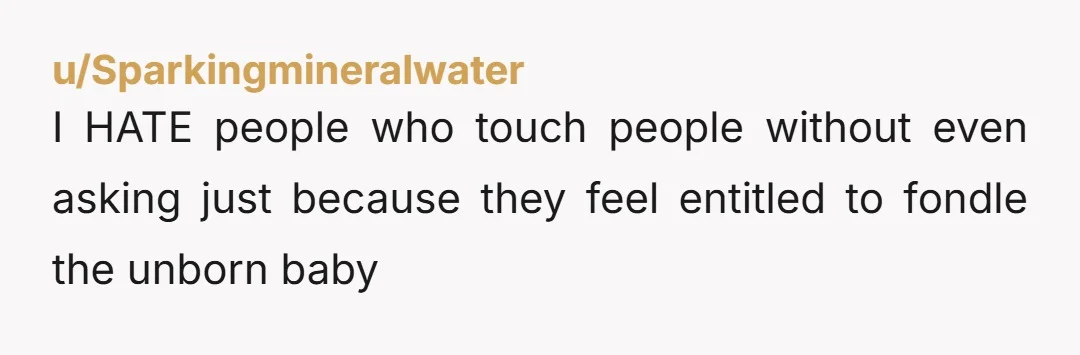 u/Sparkingmineralwater I HATE people who touch people without even asking just because they feel entitled to fondle the unborn baby