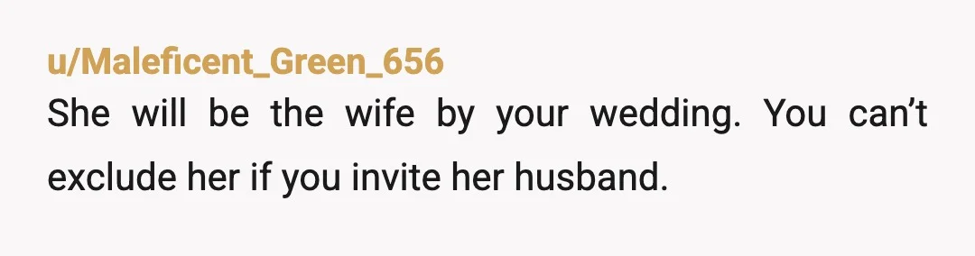 u/Real_Nectarine34 YWBTA if you invite him without her. You can't invite half a couple to a wedding. But you really need to rethink this whole thing. Your fiance insisted you...