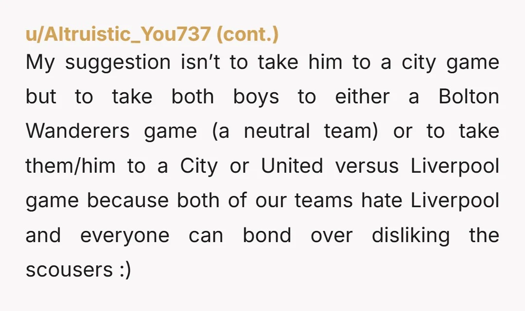 u/MadHatter_10six Is there something stopping his mom from taking him to games? Are testicles somehow required here?
