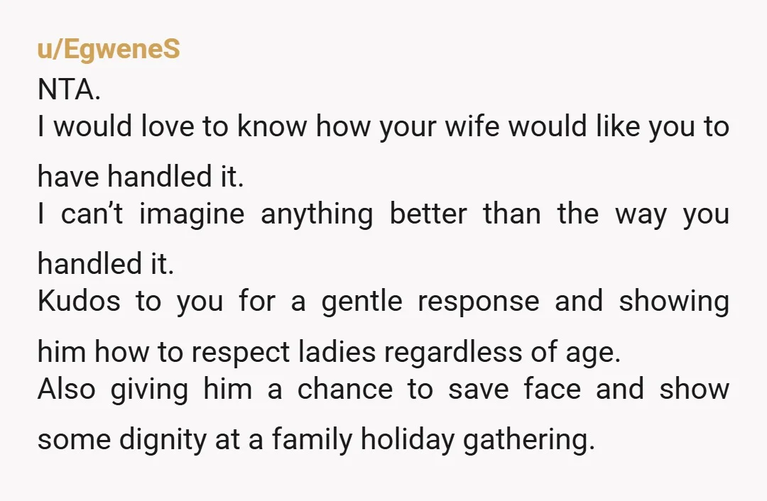 u/OverallInitiative406 Ohhhh my dad would have gone nuclear in your shoes. NTA, handled with class. Here’s hoping daughter dumps him.
