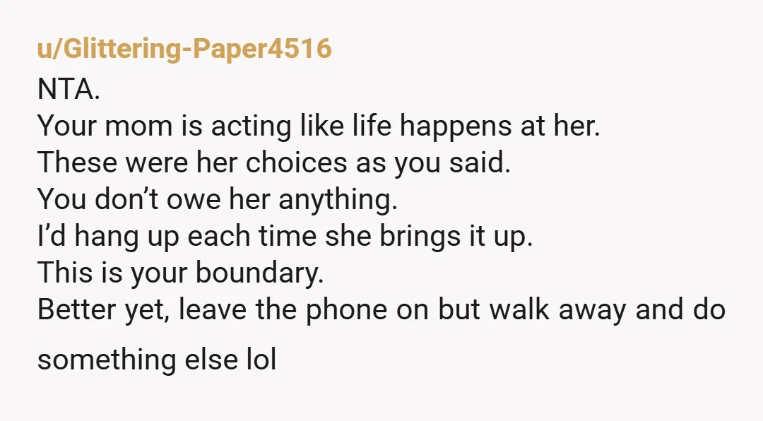 u/Mysterious_Ideal860 NTA. I am so sorry that woman is your mother. What she's doing to you is awful. As someone already mentioned, you need to let the judge know the...