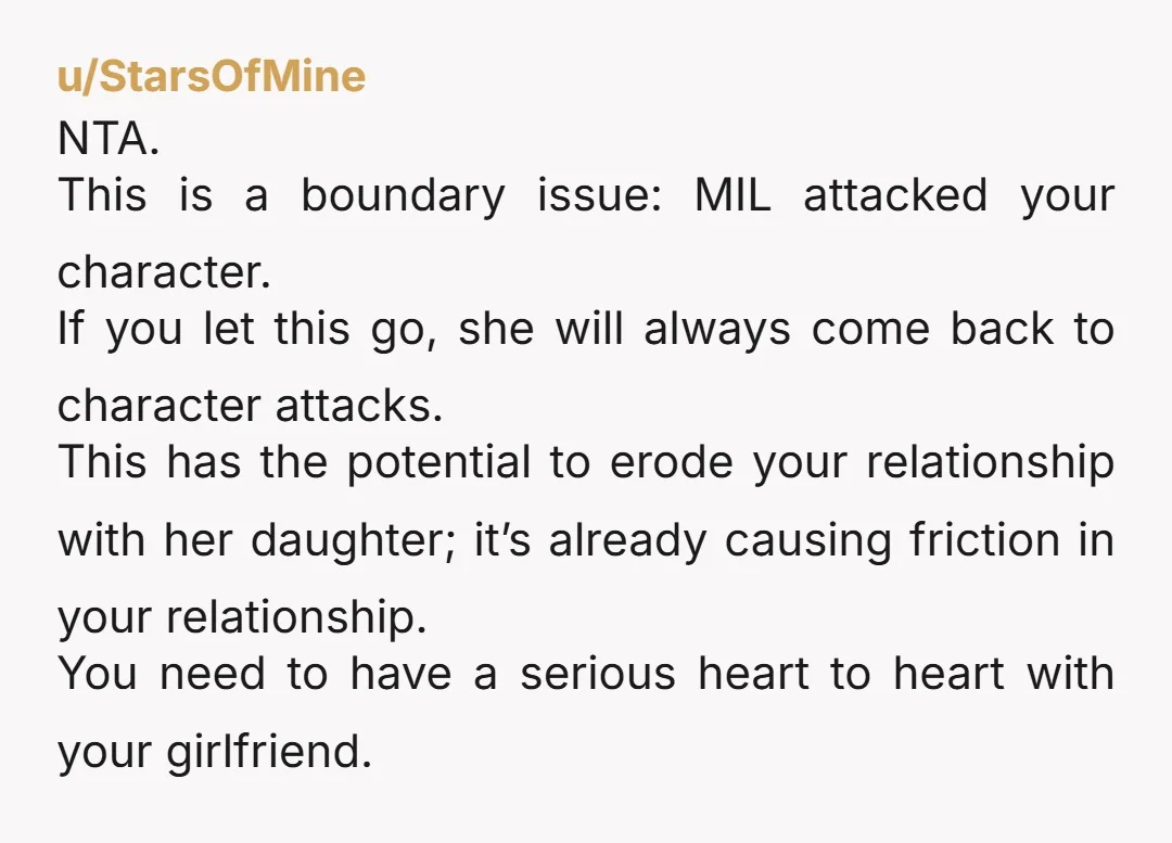 u/neogoddess Apologies are worthless. They are gateways for repeat offenses. MIL meant what she said and her apology will mean absolutely nothing because she is who she is. NTA! Your...