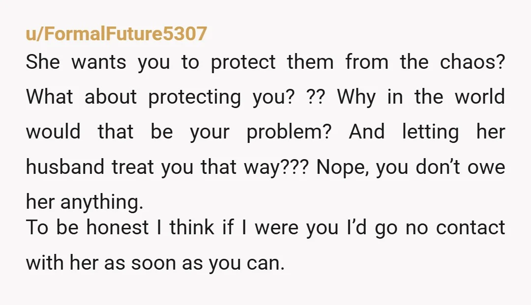 u/Chemical-Scarcity964 NTA You have the right to feel the way you do & express that to her. You should never be responsible for "shielding other kids" that is HER job....