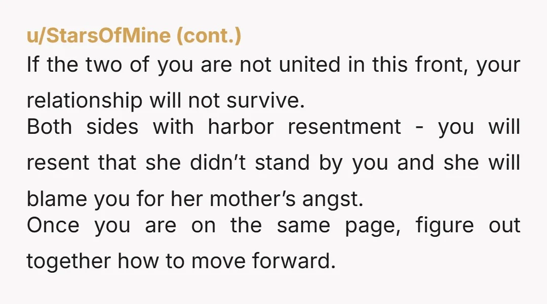 u/blueswan6 No judgement but something to consider. If your gf's mother passes away and this isn't resolved there's a good chance this destroys the relationship. Your gf might not be...